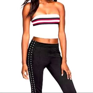 Cropped Black & red Striped Tube top from Pink size Small